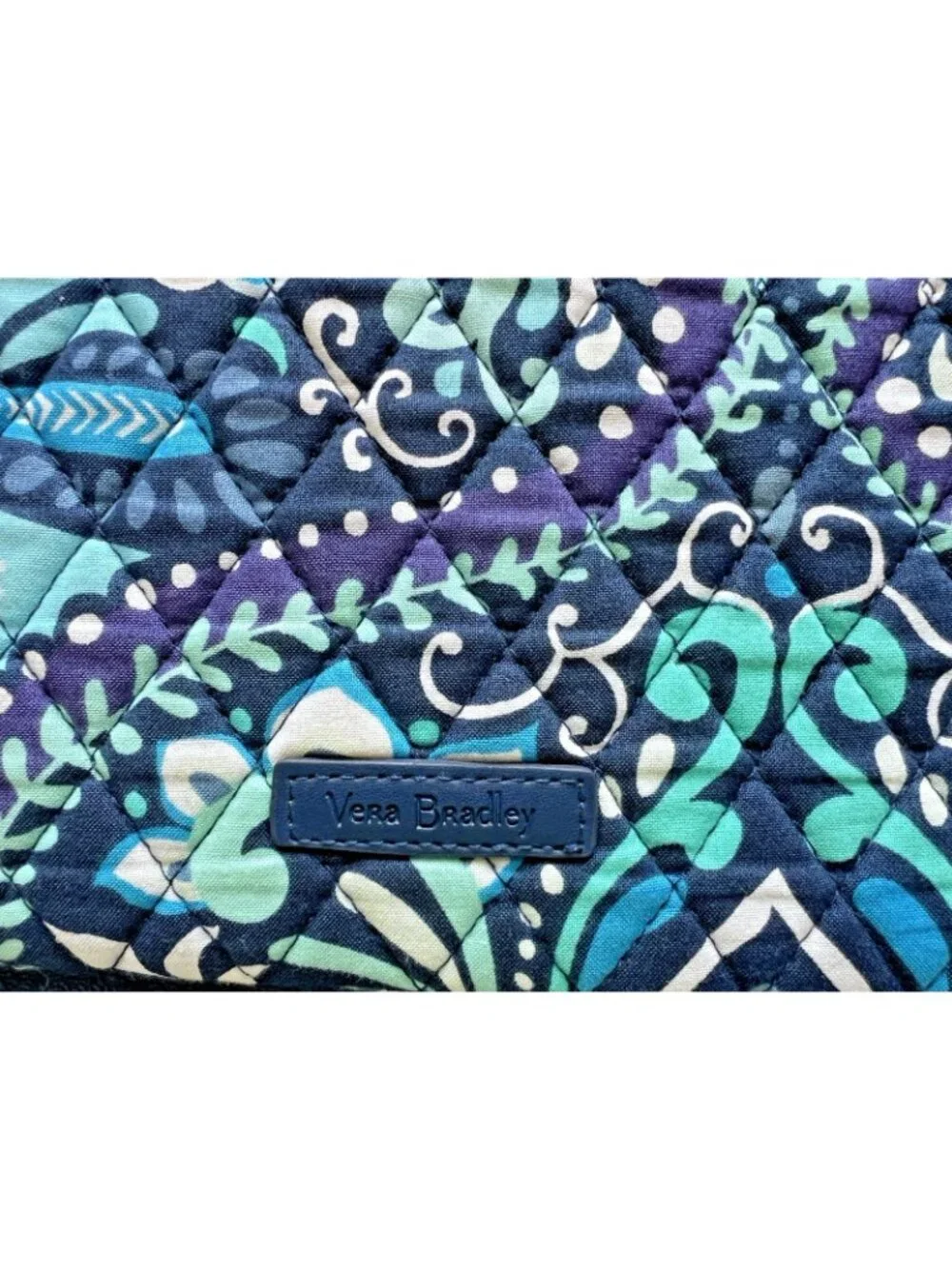 VERA BRADLEY Quilted Blue Island Medallion Laptop Bag Computer Travel 15